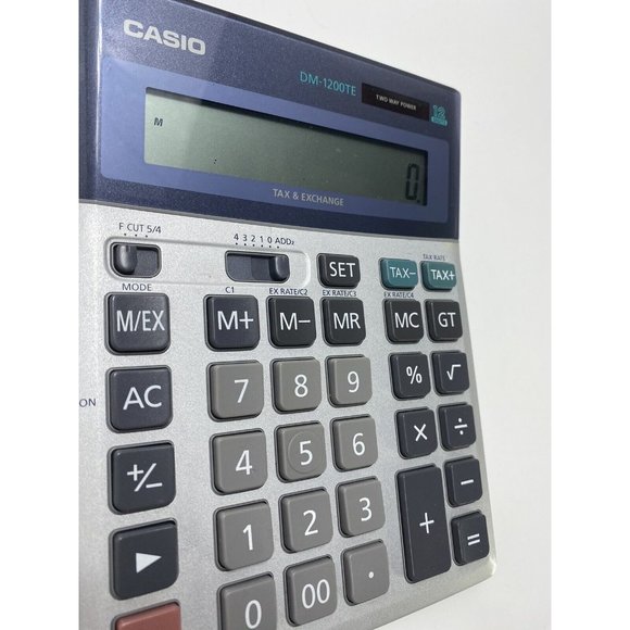 Casio DM-1200TE Two Way Power Tax & Exchange Calculator Tested Large Buttons Guc - Picture 3 of 9